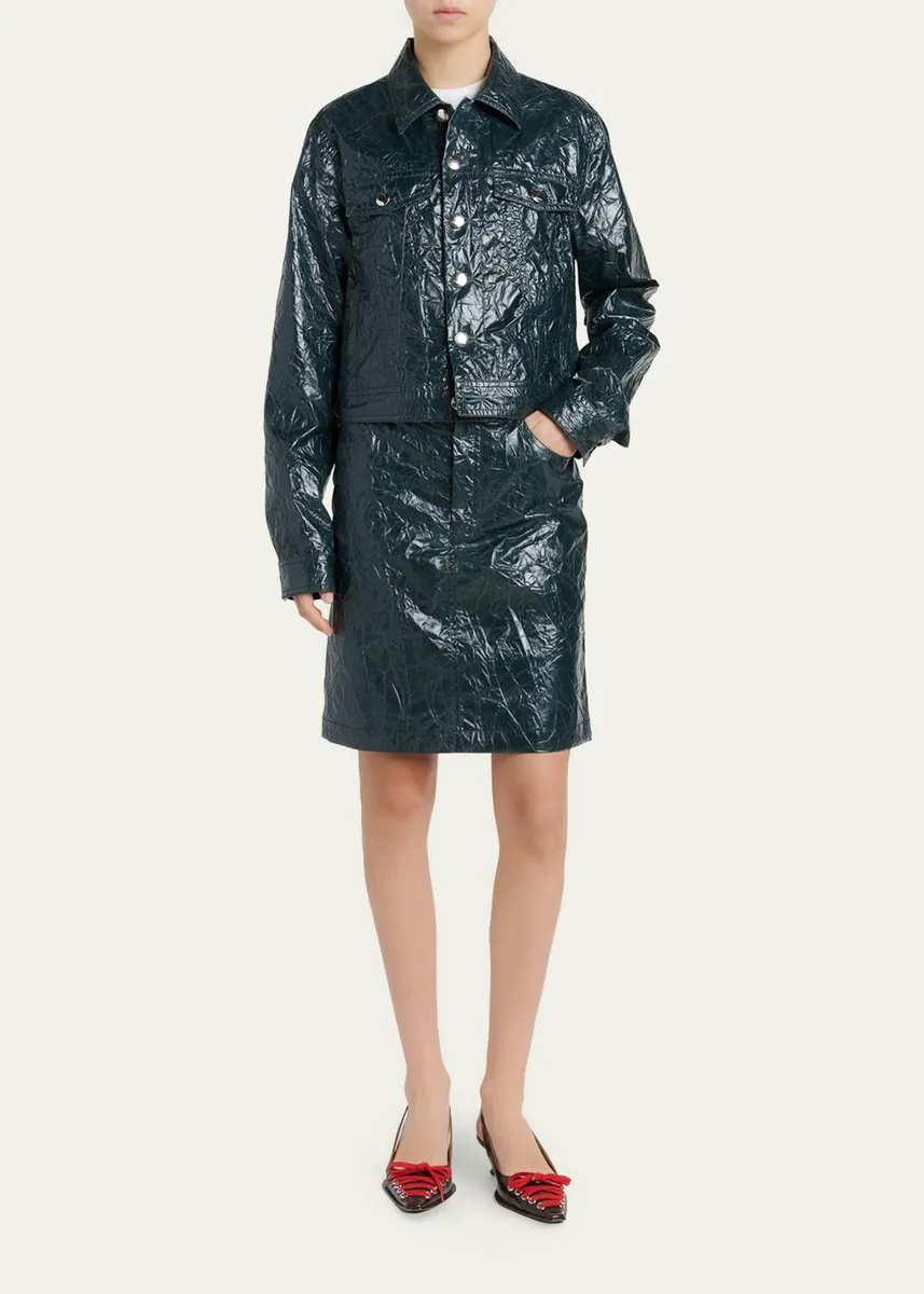 Marni Crinkled Faux-Leather Knee-Length Skirt | Thumbnail 2 Marni Crinkled Faux-Leather Knee-Length Skirt | Thumbnail 2
