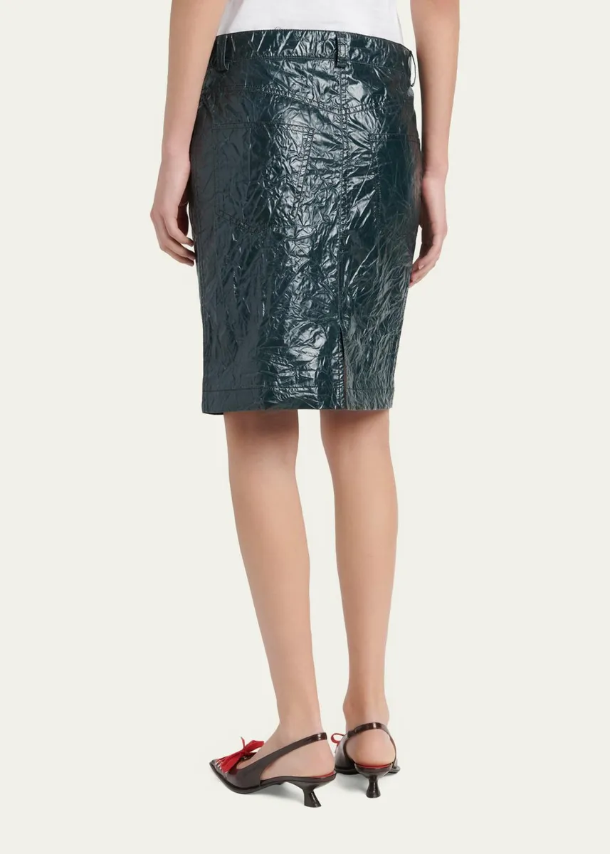 Marni Crinkled Faux-Leather Knee-Length Skirt | Thumbnail 3 Marni Crinkled Faux-Leather Knee-Length Skirt | Thumbnail 3