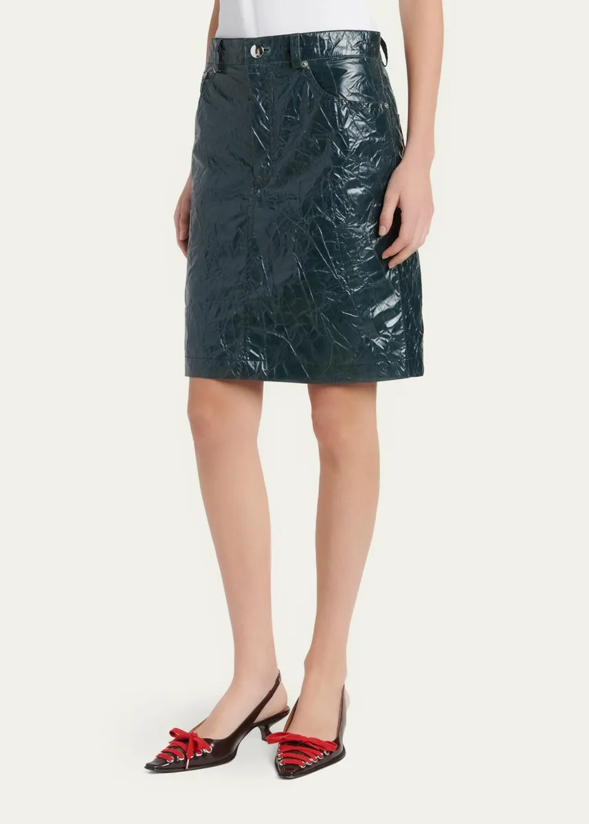 Marni Crinkled Faux-Leather Knee-Length Skirt | Thumbnail 4 Marni Crinkled Faux-Leather Knee-Length Skirt | Thumbnail 4