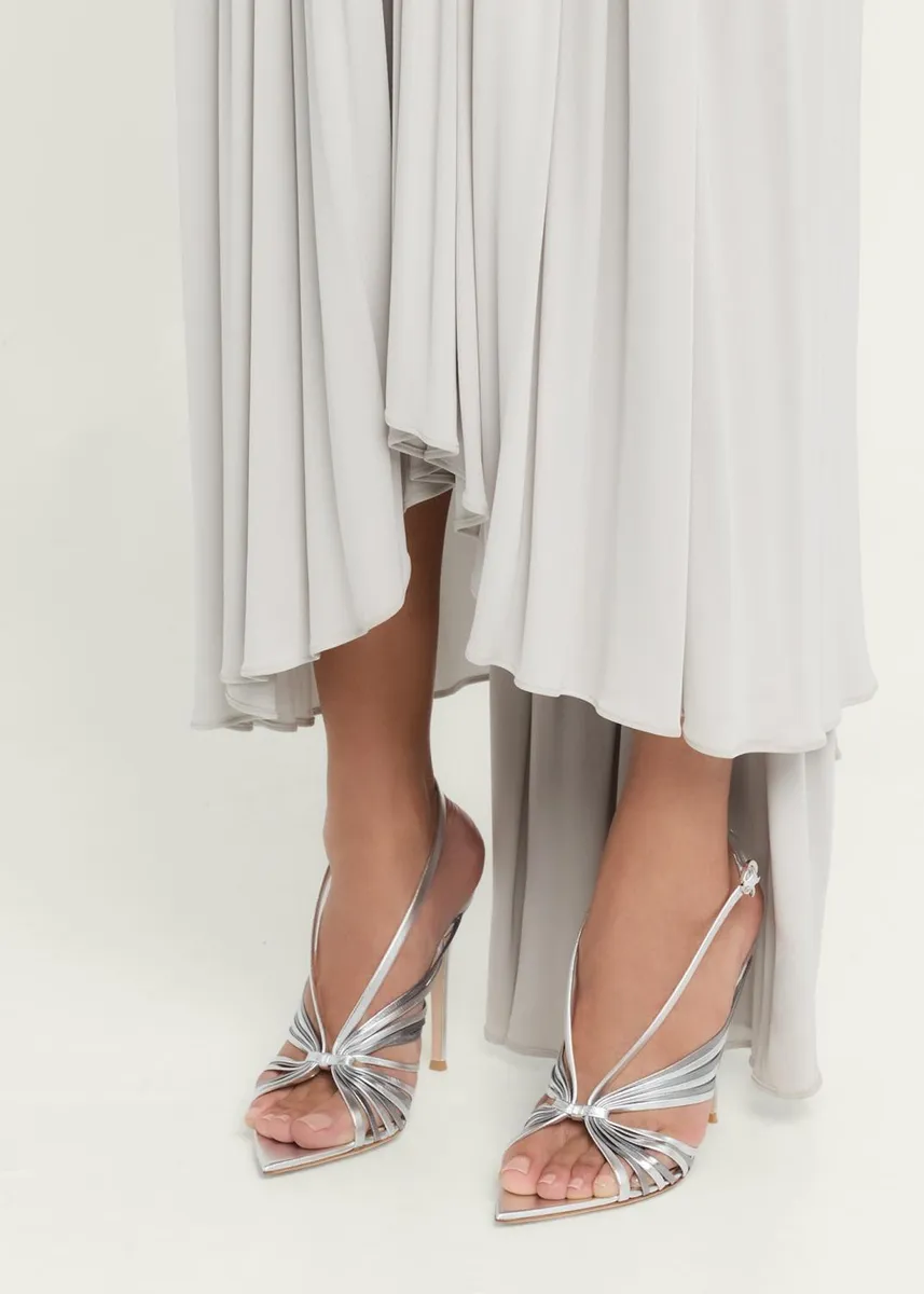 Gianvito Rossi 105mm Metallic Leather Slingback Sandals | Thumbnail 2 Gianvito Rossi 105mm Metallic Leather Slingback Sandals | Thumbnail 2