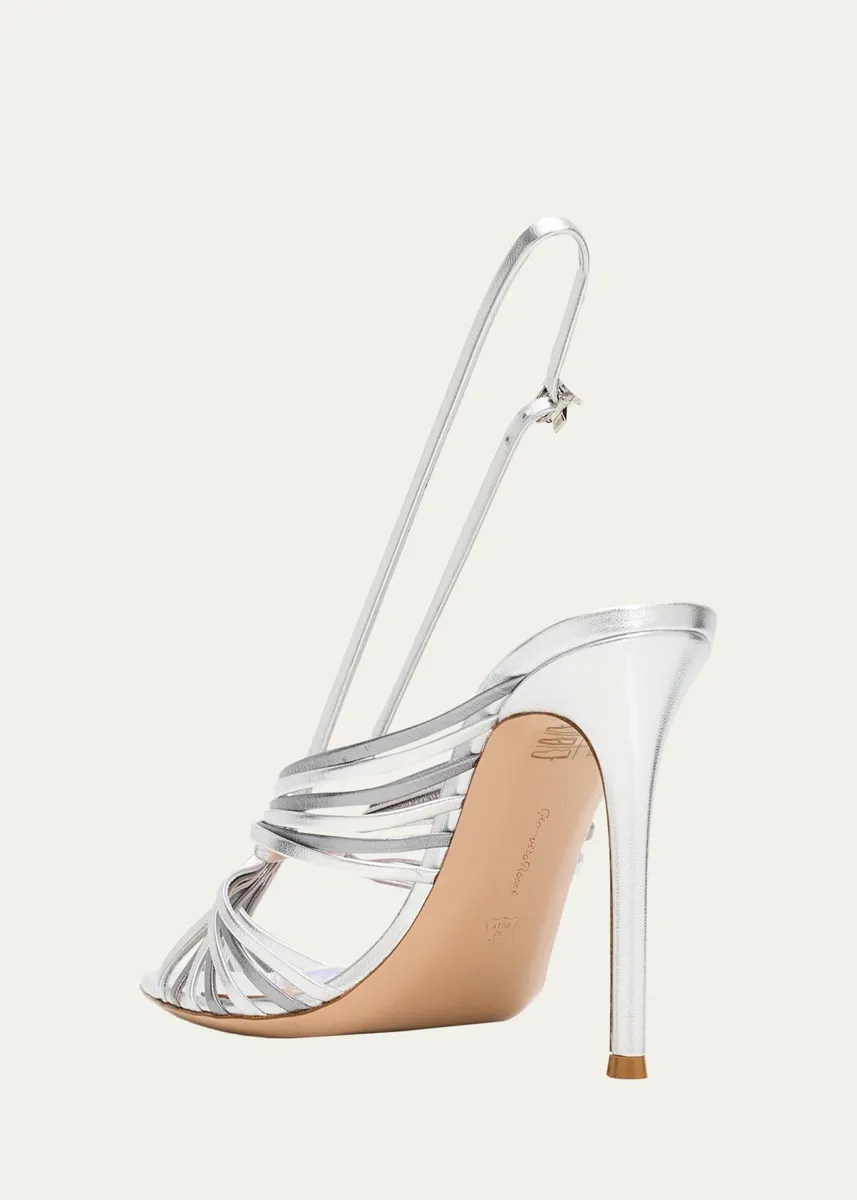 Gianvito Rossi 105mm Metallic Leather Slingback Sandals | Thumbnail 4 Gianvito Rossi 105mm Metallic Leather Slingback Sandals | Thumbnail 4