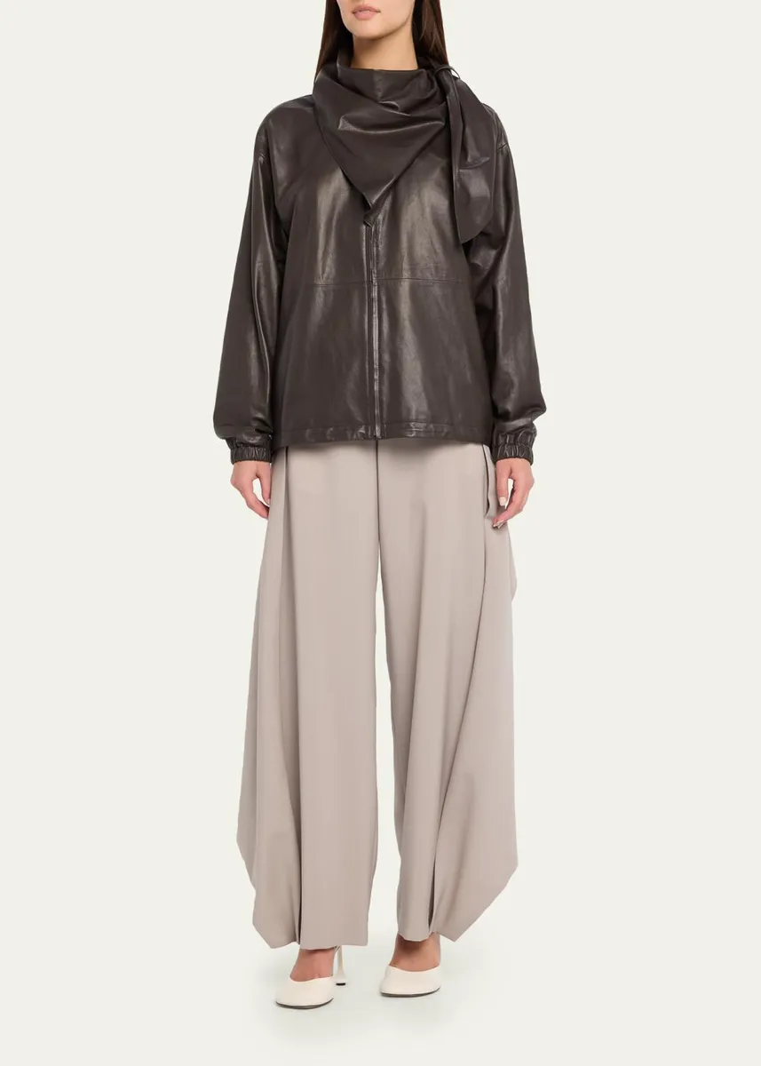 Loewe Leather Scarf Zipped Jacket | Thumbnail 2 Loewe Leather Scarf Zipped Jacket | Thumbnail 2