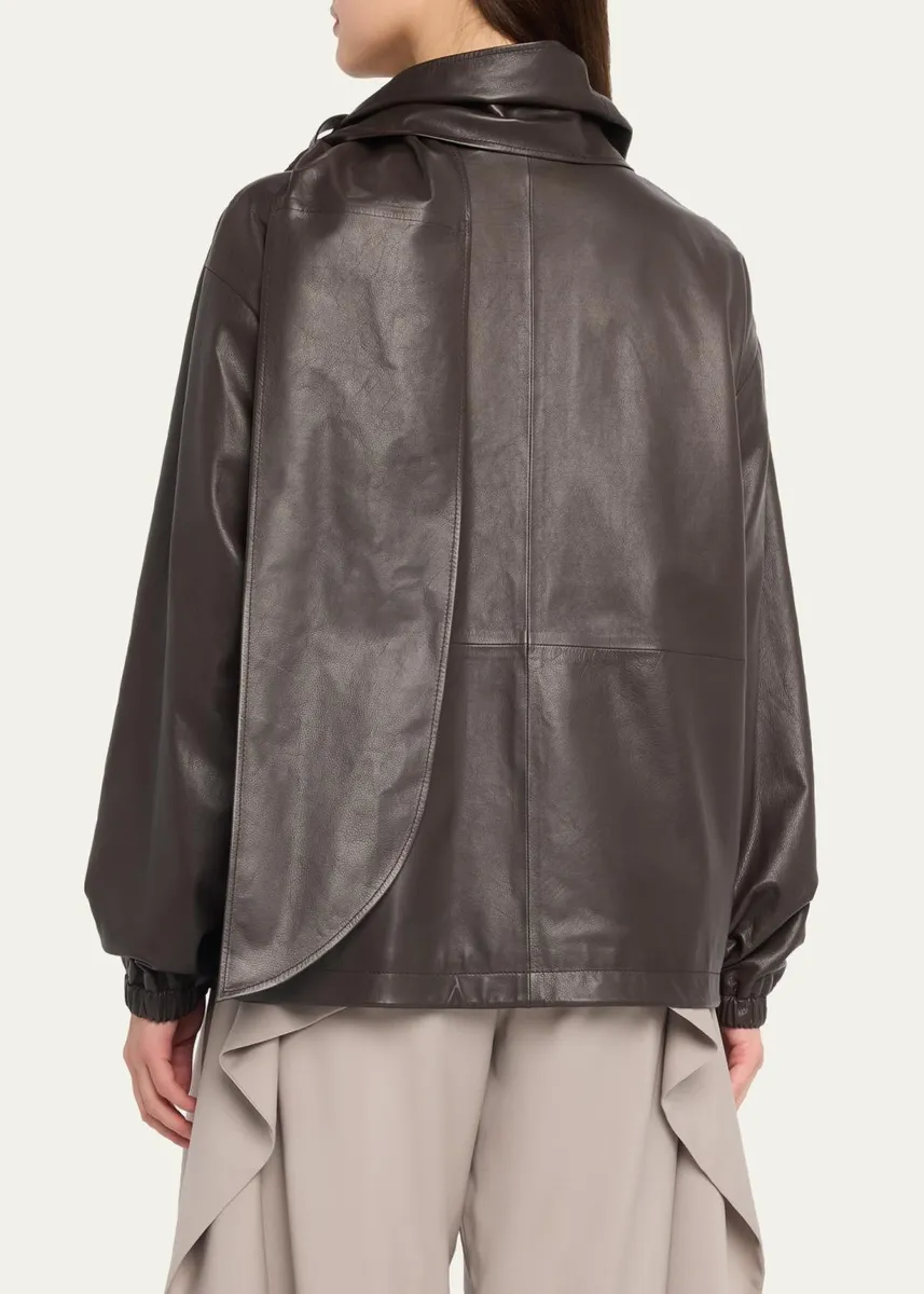 Loewe Leather Scarf Zipped Jacket | Thumbnail 3 Loewe Leather Scarf Zipped Jacket | Thumbnail 3