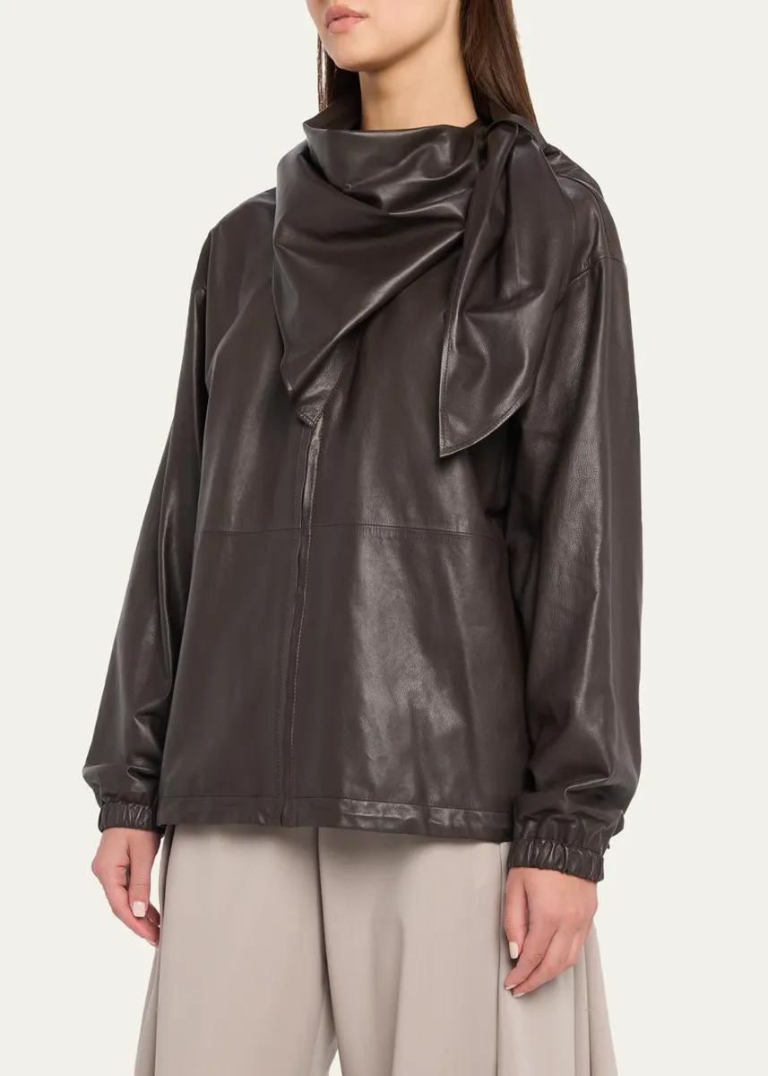Loewe Leather Scarf Zipped Jacket | Thumbnail 4 Loewe Leather Scarf Zipped Jacket | Thumbnail 4