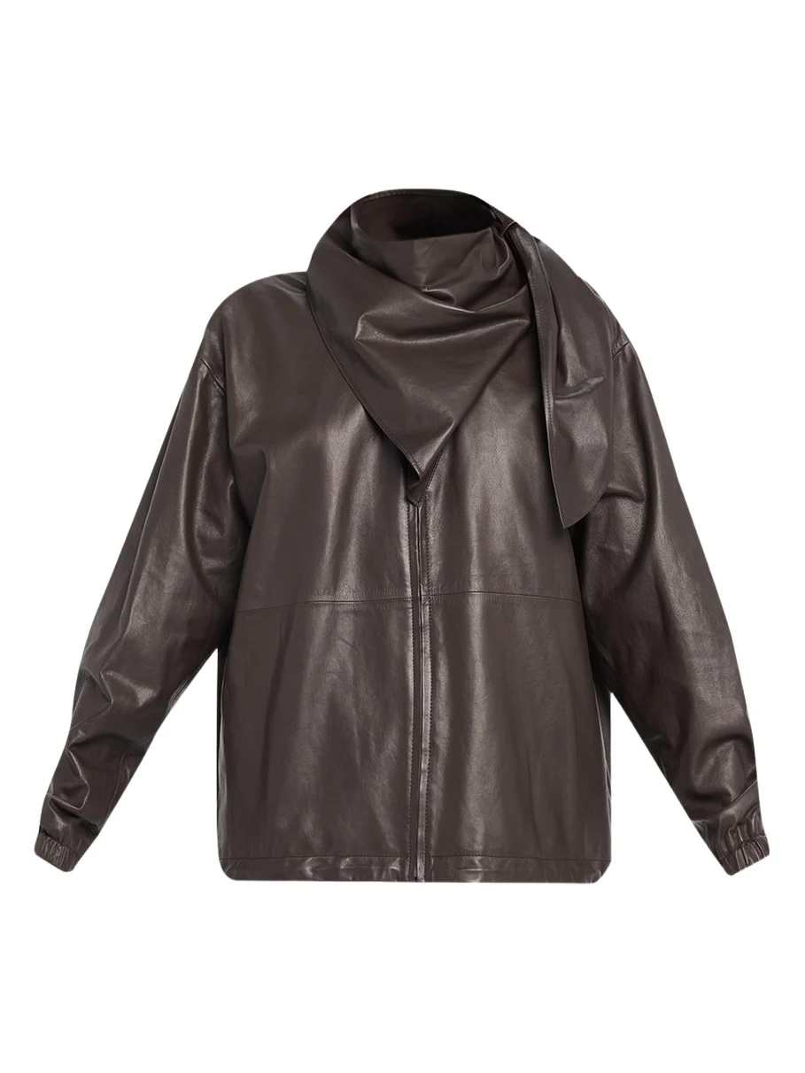 Leather Scarf Zipped Jacket Leather Scarf Zipped Jacket