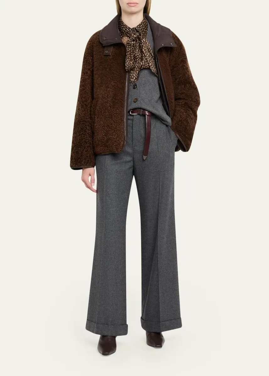 Brunello Cucinelli Cashmere-Wool Wide-Legs Trousers | Thumbnail 2 Brunello Cucinelli Cashmere-Wool Wide-Legs Trousers | Thumbnail 2