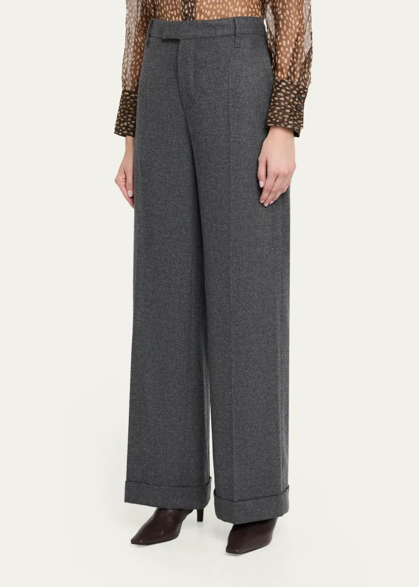 Brunello Cucinelli Cashmere-Wool Wide-Legs Trousers | Thumbnail 4 Brunello Cucinelli Cashmere-Wool Wide-Legs Trousers | Thumbnail 4