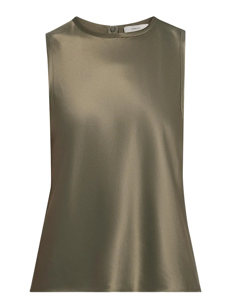 Sleeveless Bias-Cut Satin Top Sleeveless Bias-Cut Satin Top