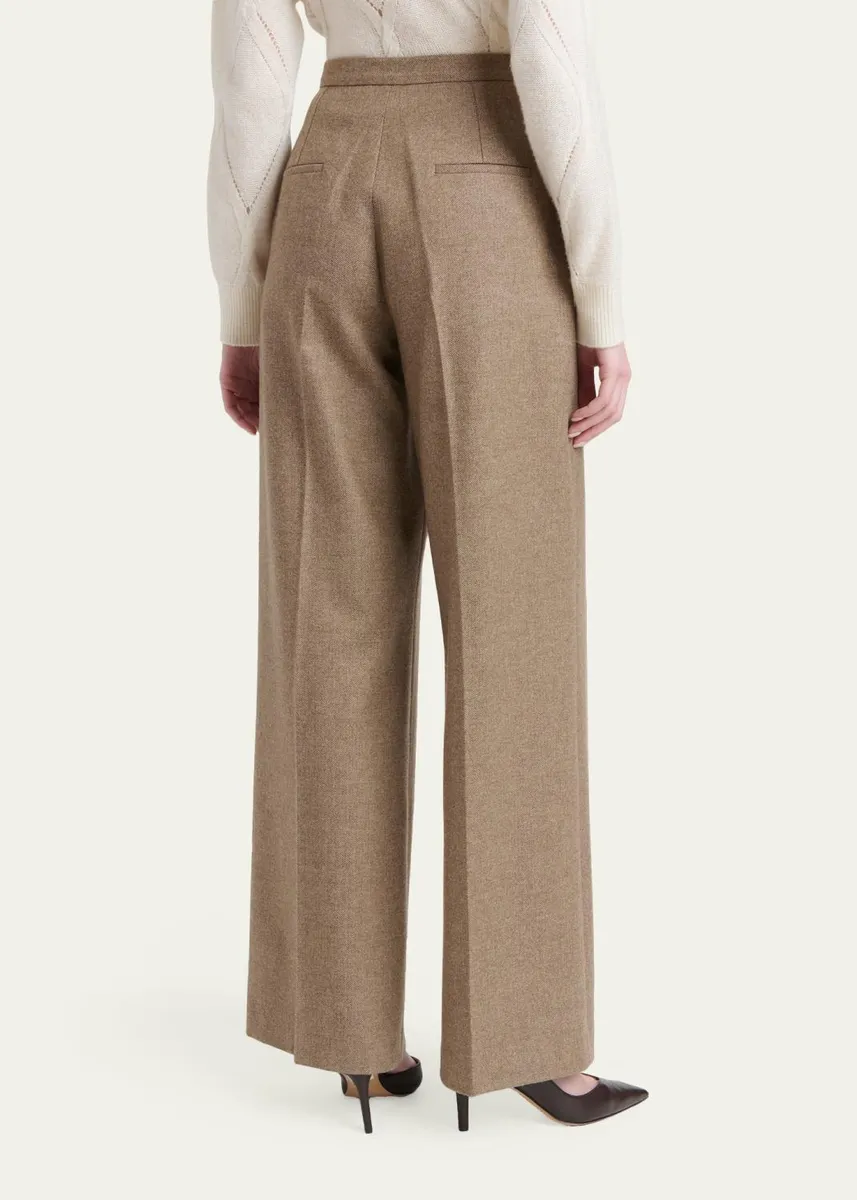Kiton Herringbone Wool-Cashmere Wide-Leg Trousers | Thumbnail 3 Kiton Herringbone Wool-Cashmere Wide-Leg Trousers | Thumbnail 3
