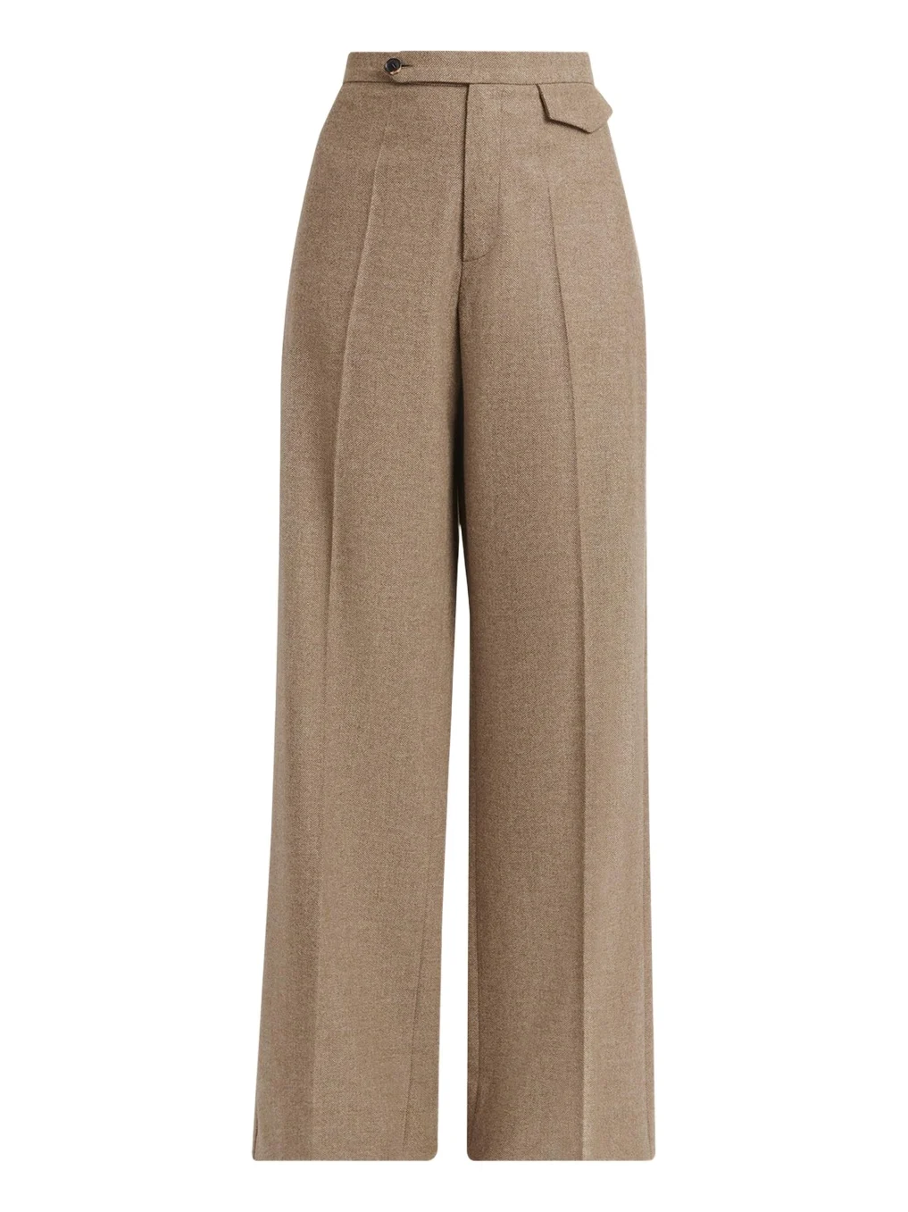 Herringbone Wool-Cashmere Wide-Leg Trousers