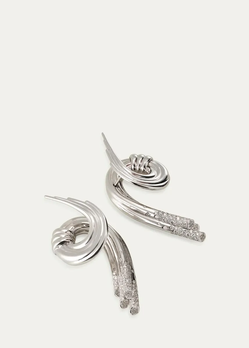 TABAYER 18K White Gold Diamond Coiled Earrings | Thumbnail 3