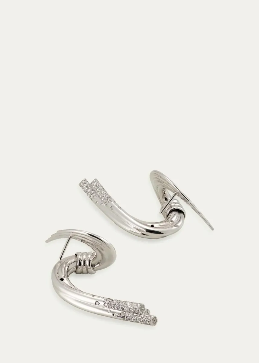 TABAYER 18K White Gold Diamond Coiled Earrings | Thumbnail 4