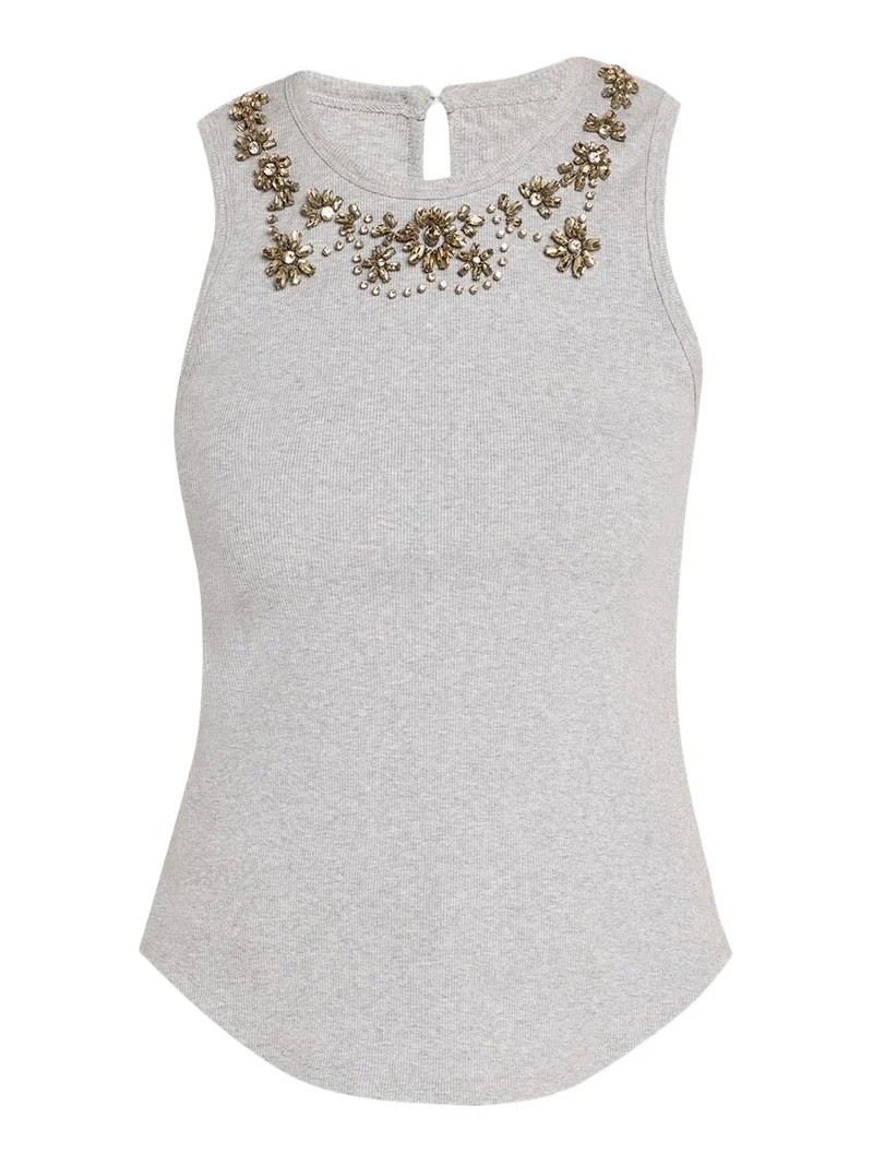 Cinq à Sept Crystal Lattice Tank Top