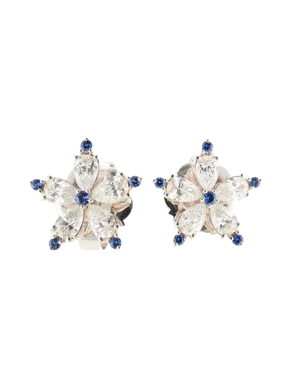 18K White Gold Diamond and Sapphire Stellanise Earrings