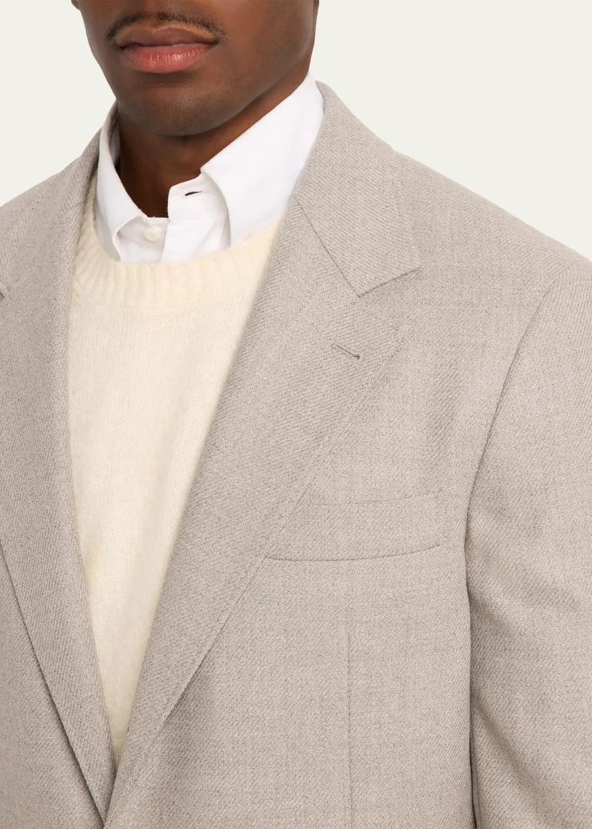 Brunello Cucinelli Men's Wool Flap Pocket Single-Breasted Suit Jacket | Thumbnail 5 Brunello Cucinelli Men's Wool Flap Pocket Single-Breasted Suit Jacket | Thumbnail 5