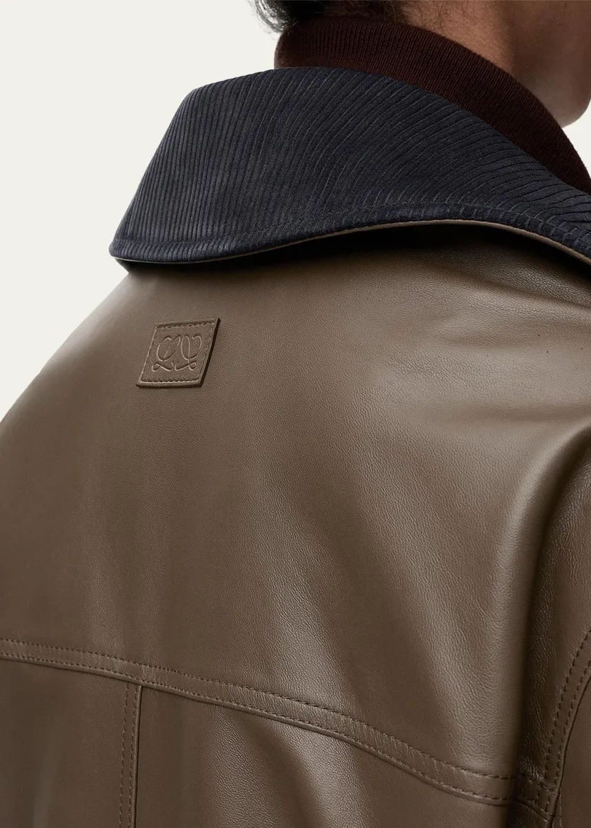 Loewe Corduroy-Collar Leather Utility Jacket | Thumbnail 5