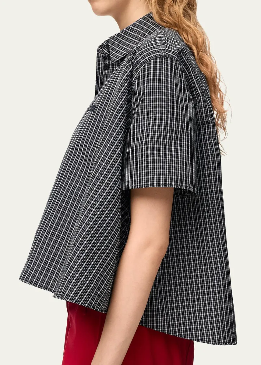 Loewe Check Cotton Short-Sleeve Trapeze Shirt | Thumbnail 5 Loewe Check Cotton Short-Sleeve Trapeze Shirt | Thumbnail 5