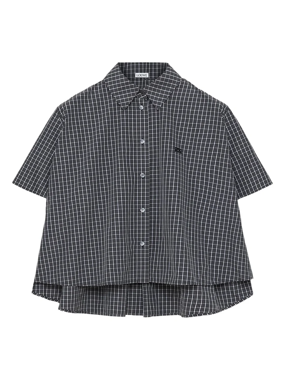 Check Cotton Short-Sleeve Trapeze Shirt Check Cotton Short-Sleeve Trapeze Shirt