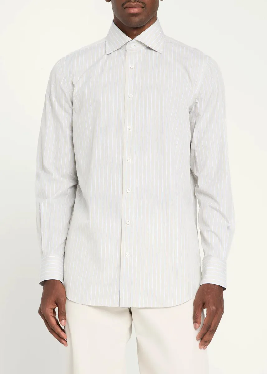 Cesare Attolini Men's Cotton Multi-Stripe Classic Fit Sport Shirt | Thumbnail 4