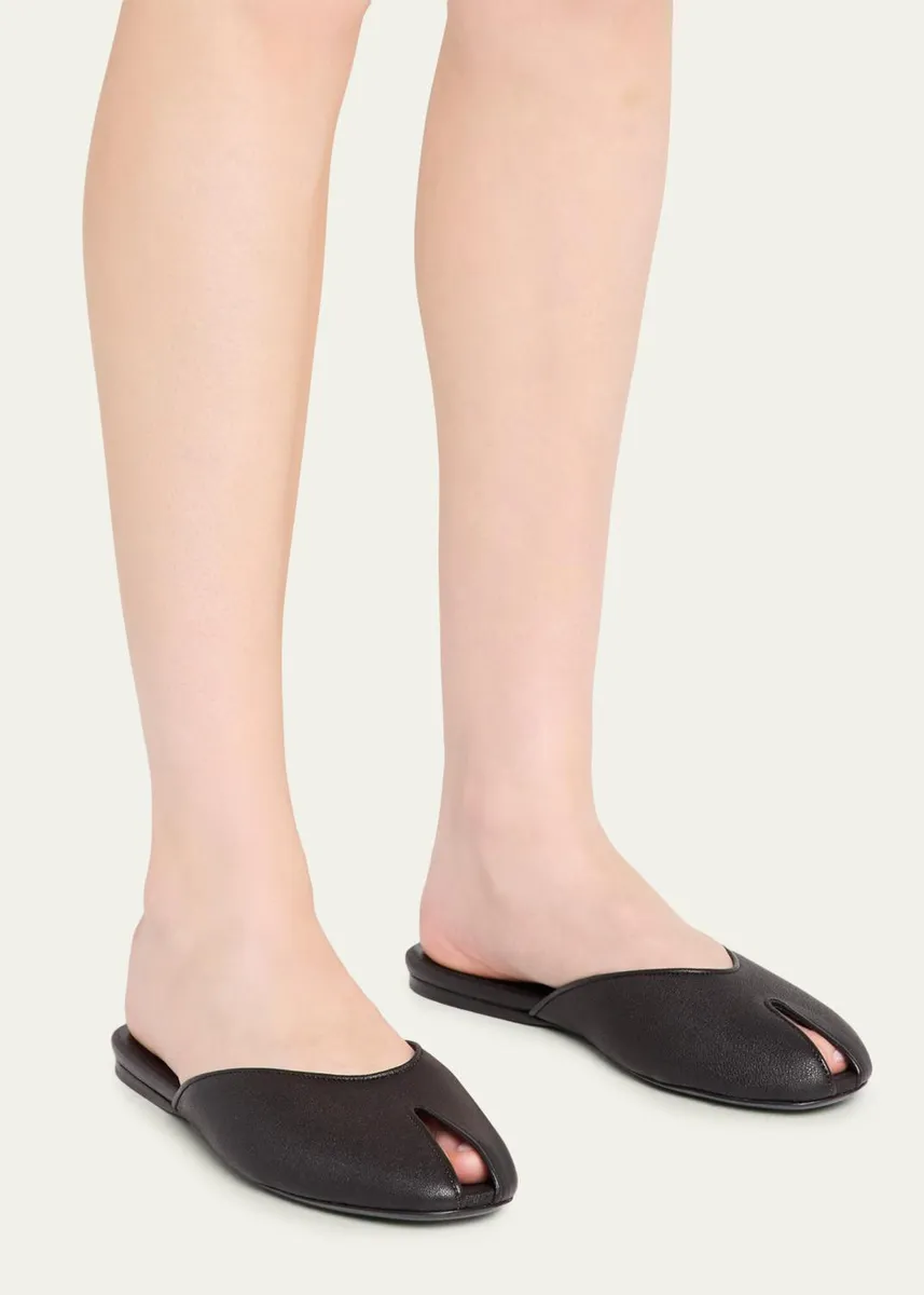 Jude Date Leather Peep-Toe Flats | Thumbnail 2