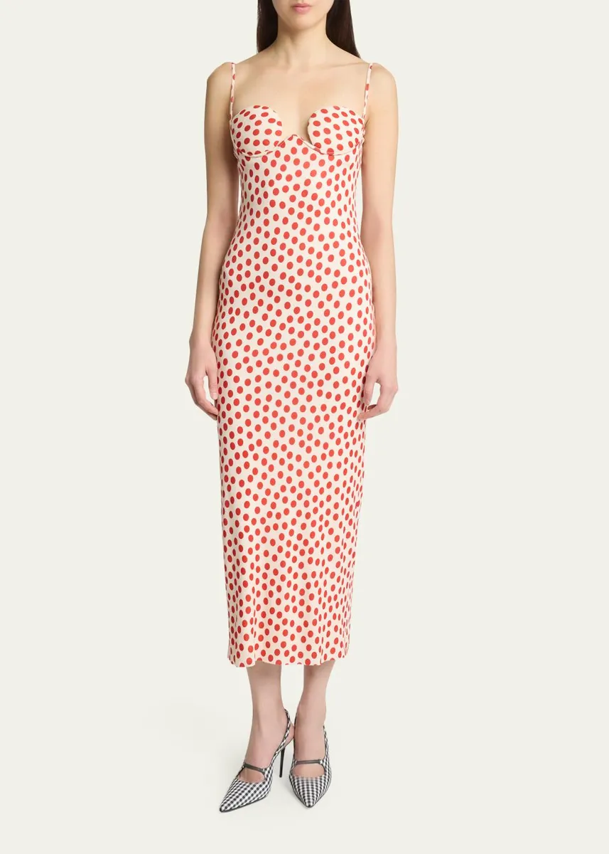ALAÏA Polka-Dot Bustier Midi Column Dress | Thumbnail 2 ALAÏA Polka-Dot Bustier Midi Column Dress | Thumbnail 2