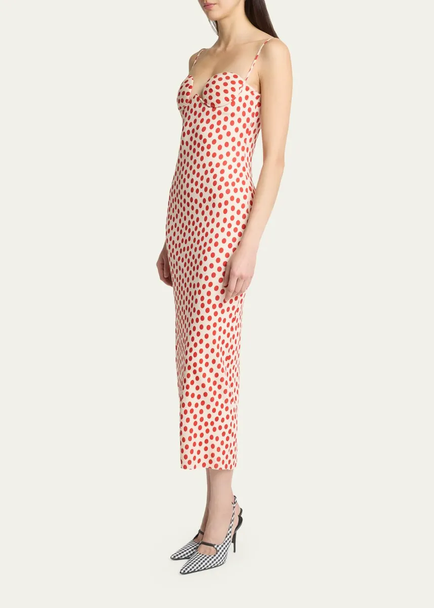 ALAÏA Polka-Dot Bustier Midi Column Dress | Thumbnail 4 ALAÏA Polka-Dot Bustier Midi Column Dress | Thumbnail 4