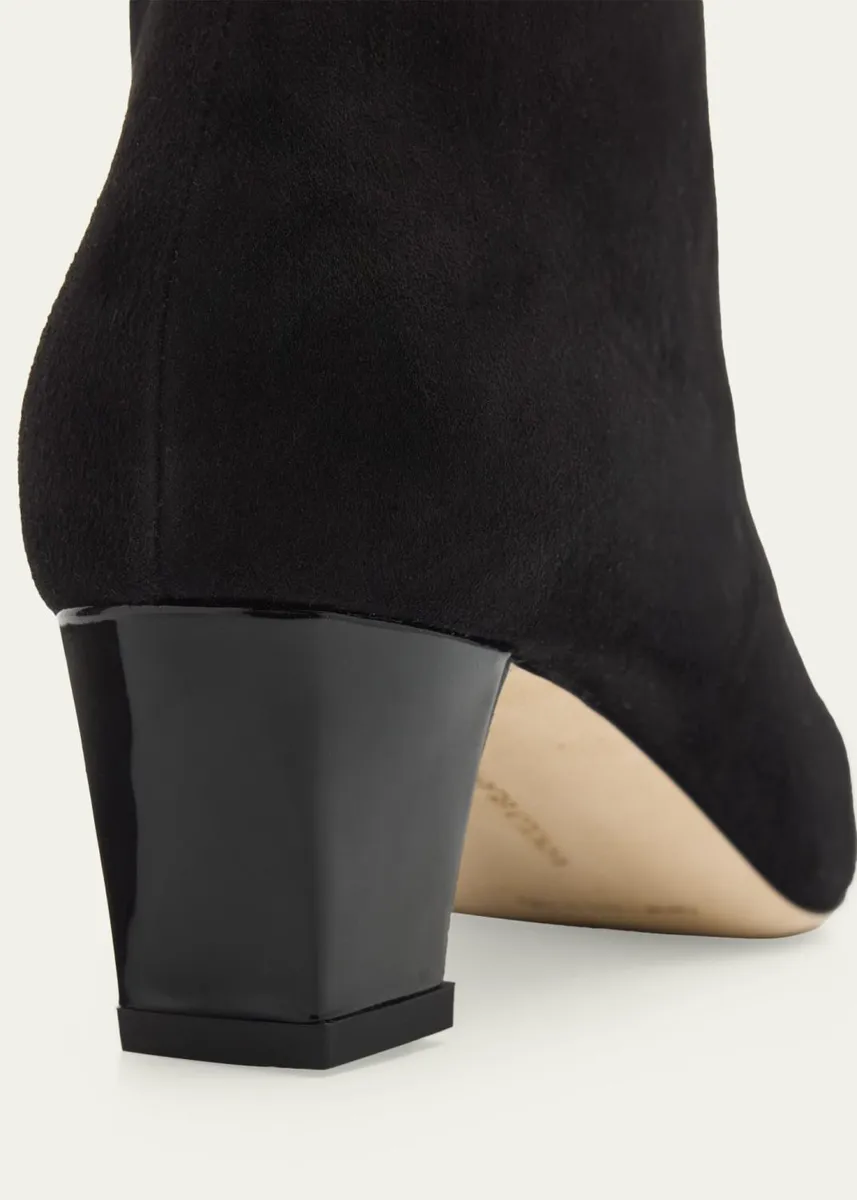 Manolo Blahnik Jaima Suede Side-Zip Ankle Boots | Thumbnail 3