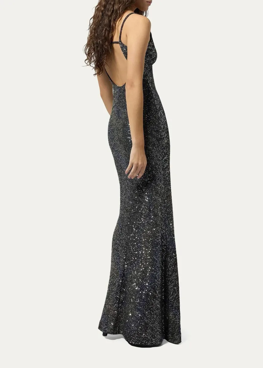 Missoni Plunging Degrade Sequin Knit Backless Maxi Dress | Thumbnail 3