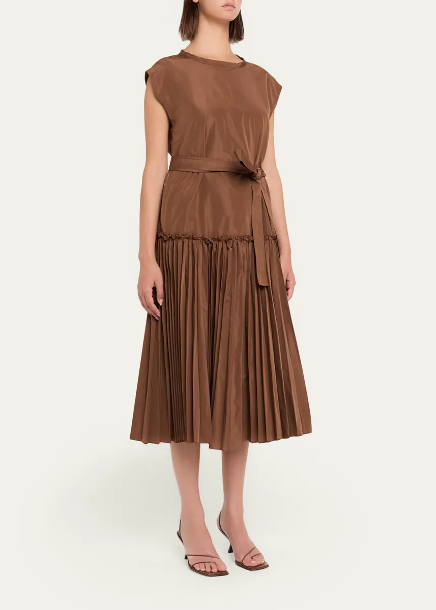 Kobi Halperin Logan Pleated Drop-Waist Midi Dress | Thumbnail 4 Kobi Halperin Logan Pleated Drop-Waist Midi Dress | Thumbnail 4