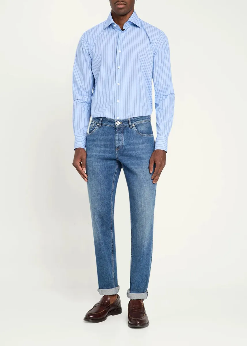 Cesare Attolini Men's Cotton Multi-Stripe Classic Fit Sport Shirt | Thumbnail 2 Cesare Attolini Men's Cotton Multi-Stripe Classic Fit Sport Shirt | Thumbnail 2