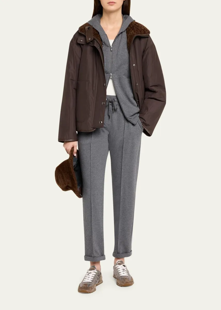 Brunello Cucinelli Light Cotton Fleece Zip Track Jacket | Thumbnail 2 Brunello Cucinelli Light Cotton Fleece Zip Track Jacket | Thumbnail 2