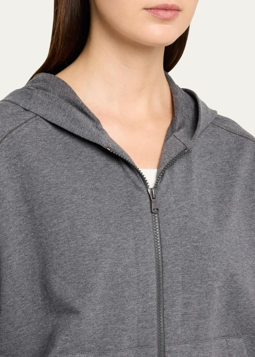 Brunello Cucinelli Light Cotton Fleece Zip Track Jacket | Thumbnail 5 Brunello Cucinelli Light Cotton Fleece Zip Track Jacket | Thumbnail 5