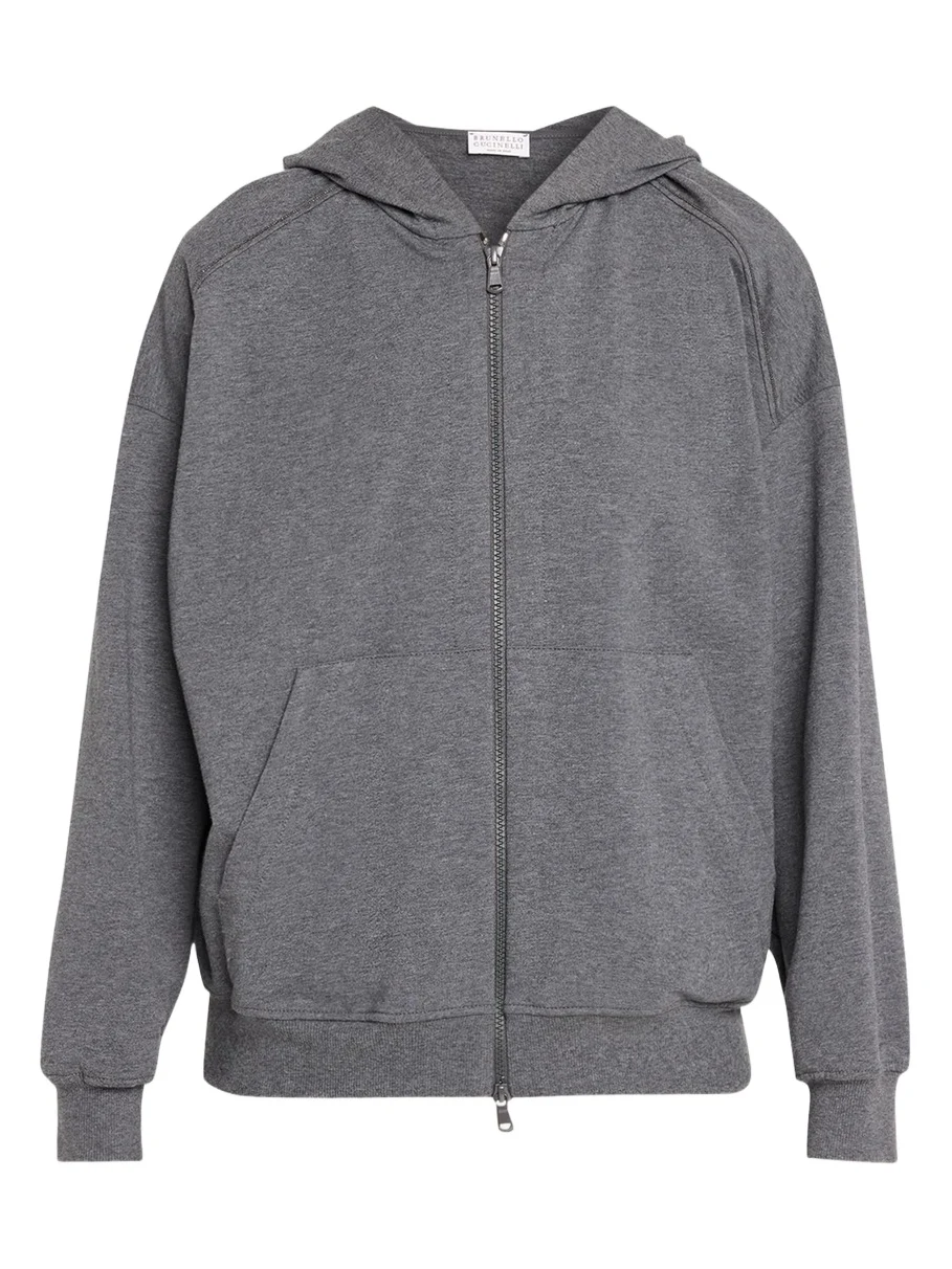 Brunello Cucinelli Light Cotton Fleece Zip Track Jacket