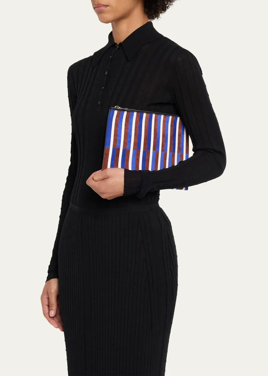 Proenza Schouler Striped Suede and Leather Pouch Bag | Thumbnail 2