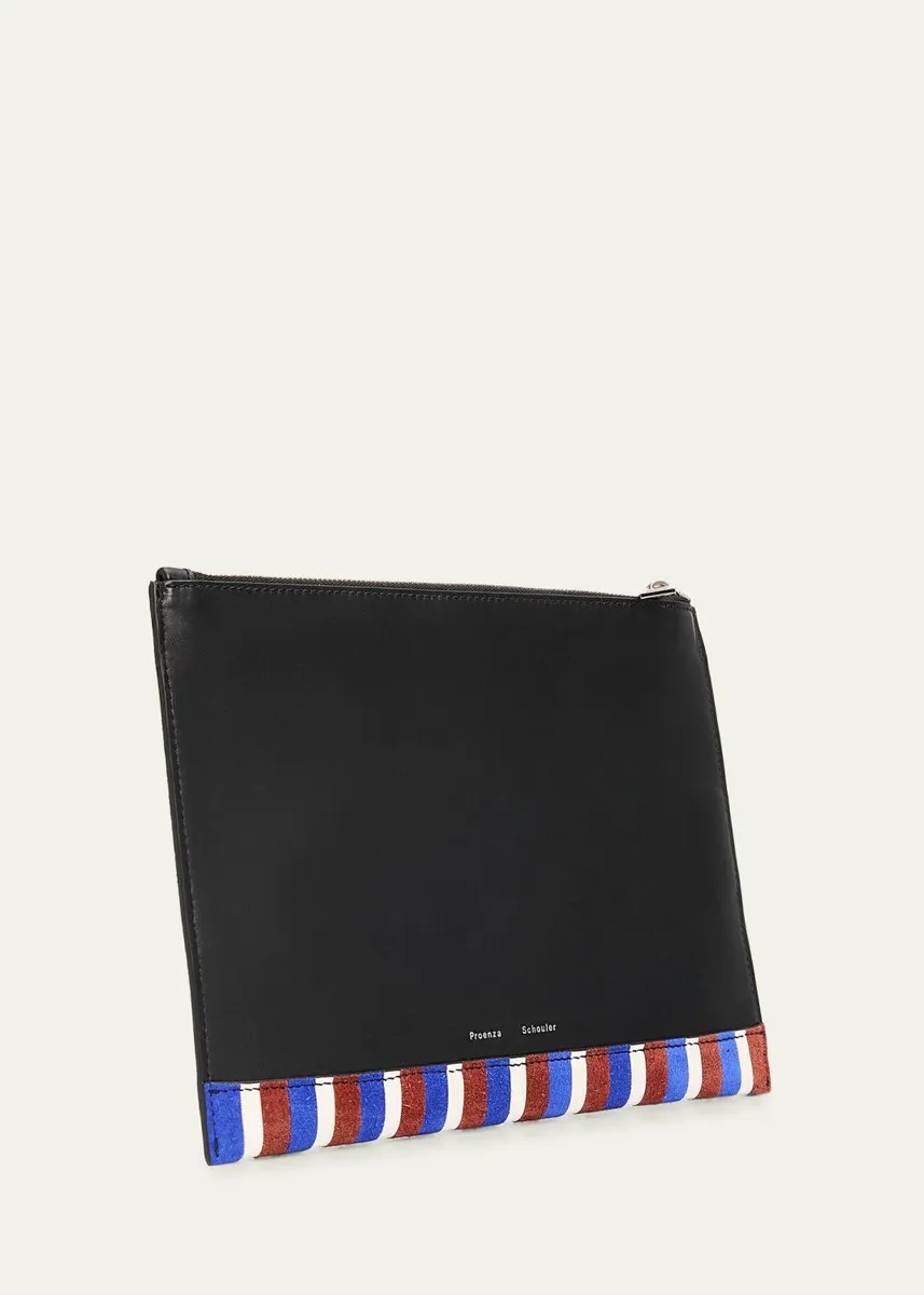 Proenza Schouler Striped Suede and Leather Pouch Bag | Thumbnail 3
