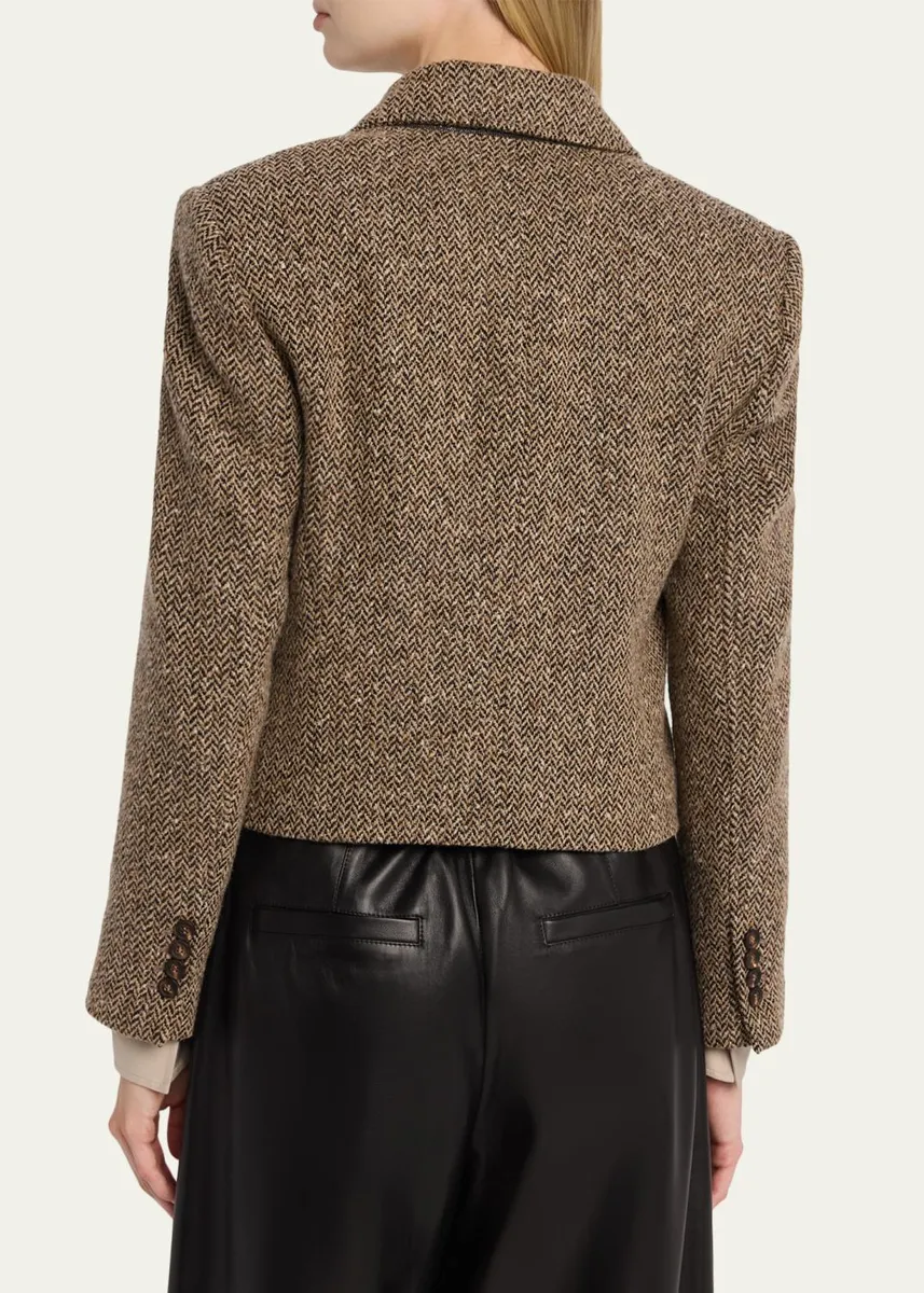 Brunello Cucinelli Sparkling Wool Herringbone Blazer | Thumbnail 3