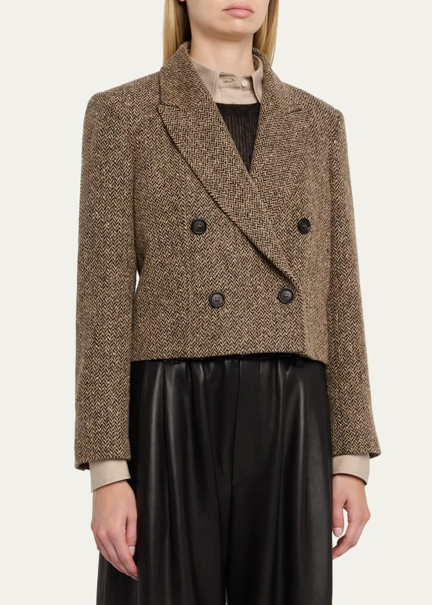 Brunello Cucinelli Sparkling Wool Herringbone Blazer | Thumbnail 4