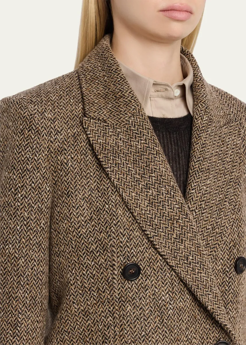 Brunello Cucinelli Sparkling Wool Herringbone Blazer | Thumbnail 5