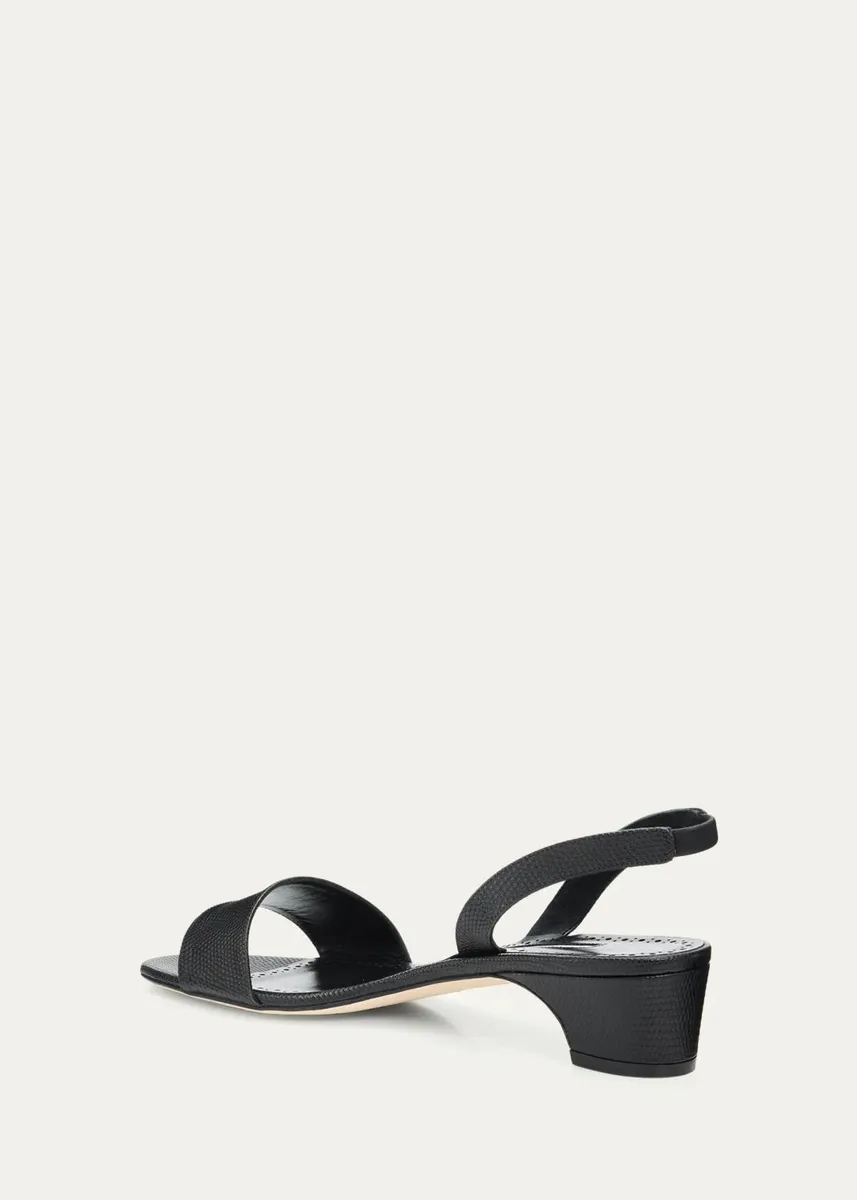 Manolo Blahnik 30mm Patobarnu Lizard-Print Leather Slingback Sandals | Thumbnail 4 Manolo Blahnik 30mm Patobarnu Lizard-Print Leather Slingback Sandals | Thumbnail 4