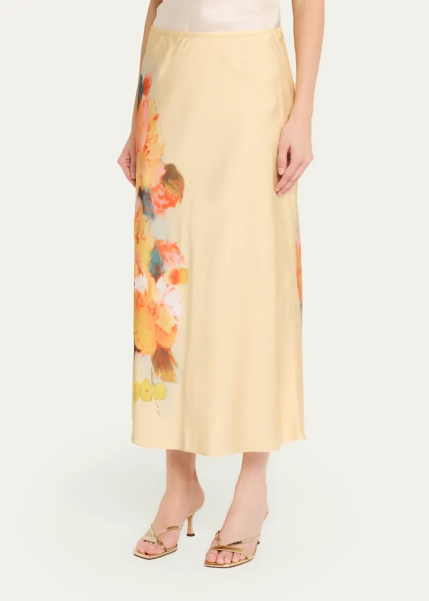 Cinq à Sept Carole Watercolor Floral Midi Skirt | Thumbnail 4