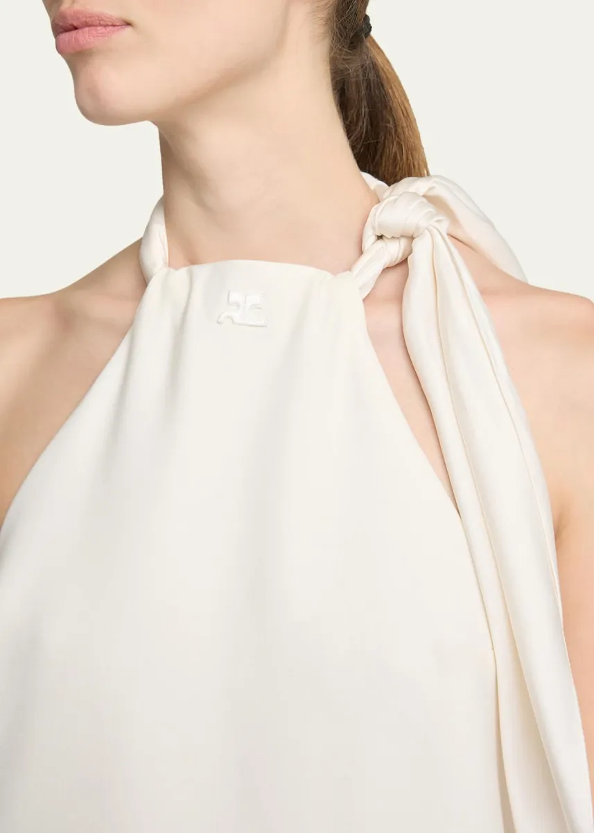 Courrèges Knotted Halter Stretch Wool Crepe Mini Dress | Thumbnail 5 Courrèges Knotted Halter Stretch Wool Crepe Mini Dress | Thumbnail 5