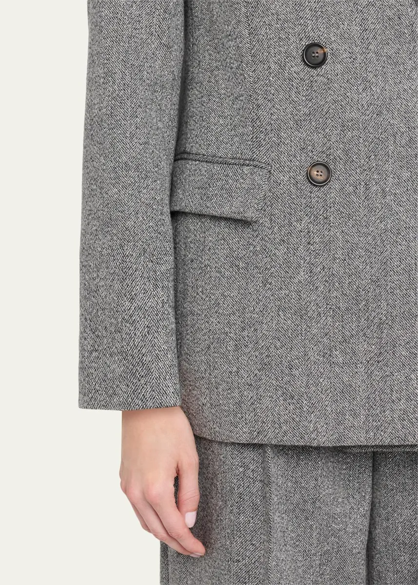 Brunello Cucinelli Wool-Mohair Herringbone Blazer | Thumbnail 5