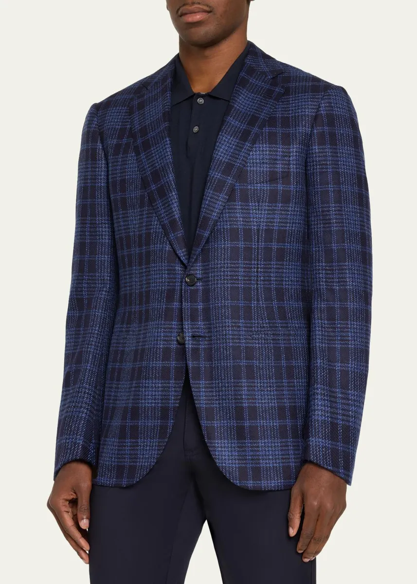 Cesare Attolini Men's Cashmere Plaid Single-Breasted Sport Coat | Thumbnail 4