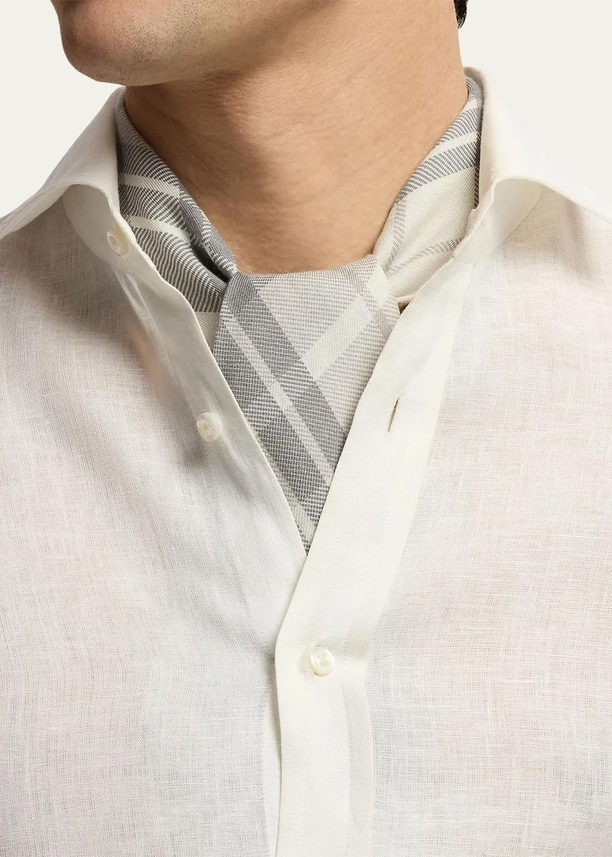Ralph Lauren Purple Label Men's Plaid-Print Cashmere-Silk Neckerchief | Thumbnail 3