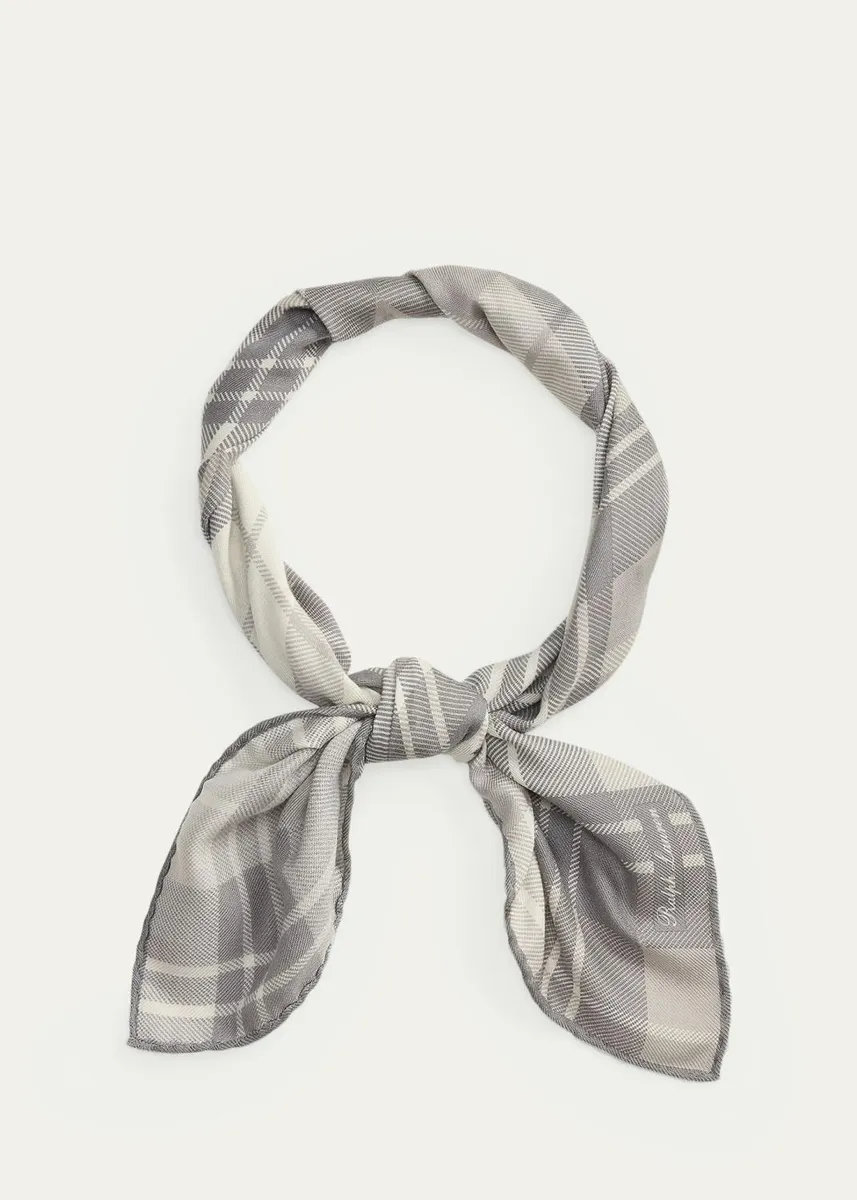 Ralph Lauren Purple Label Men's Plaid-Print Cashmere-Silk Neckerchief | Thumbnail 5