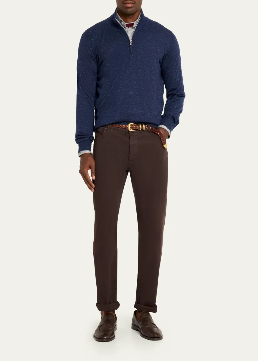 Brunello Cucinelli Men's Cashmere-Blend Quarter-Zip Sweater | Thumbnail 2