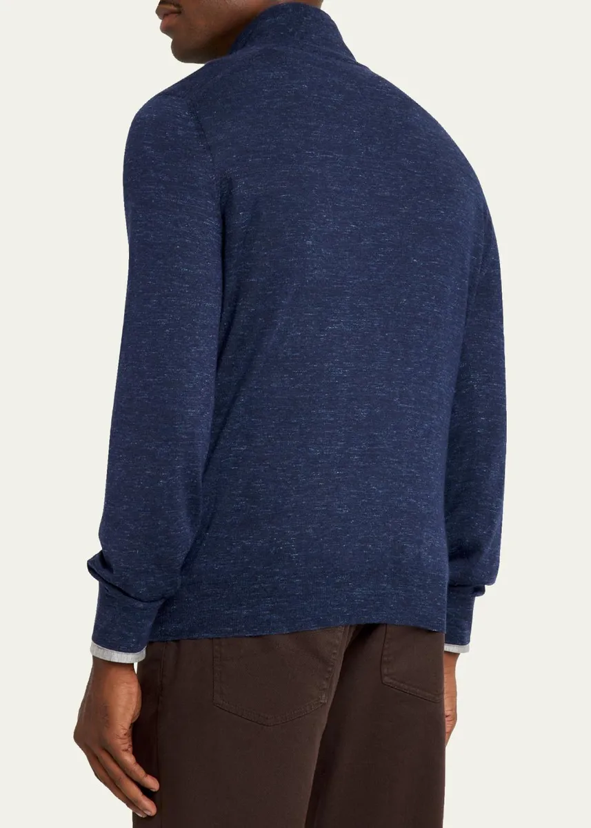 Brunello Cucinelli Men's Cashmere-Blend Quarter-Zip Sweater | Thumbnail 3