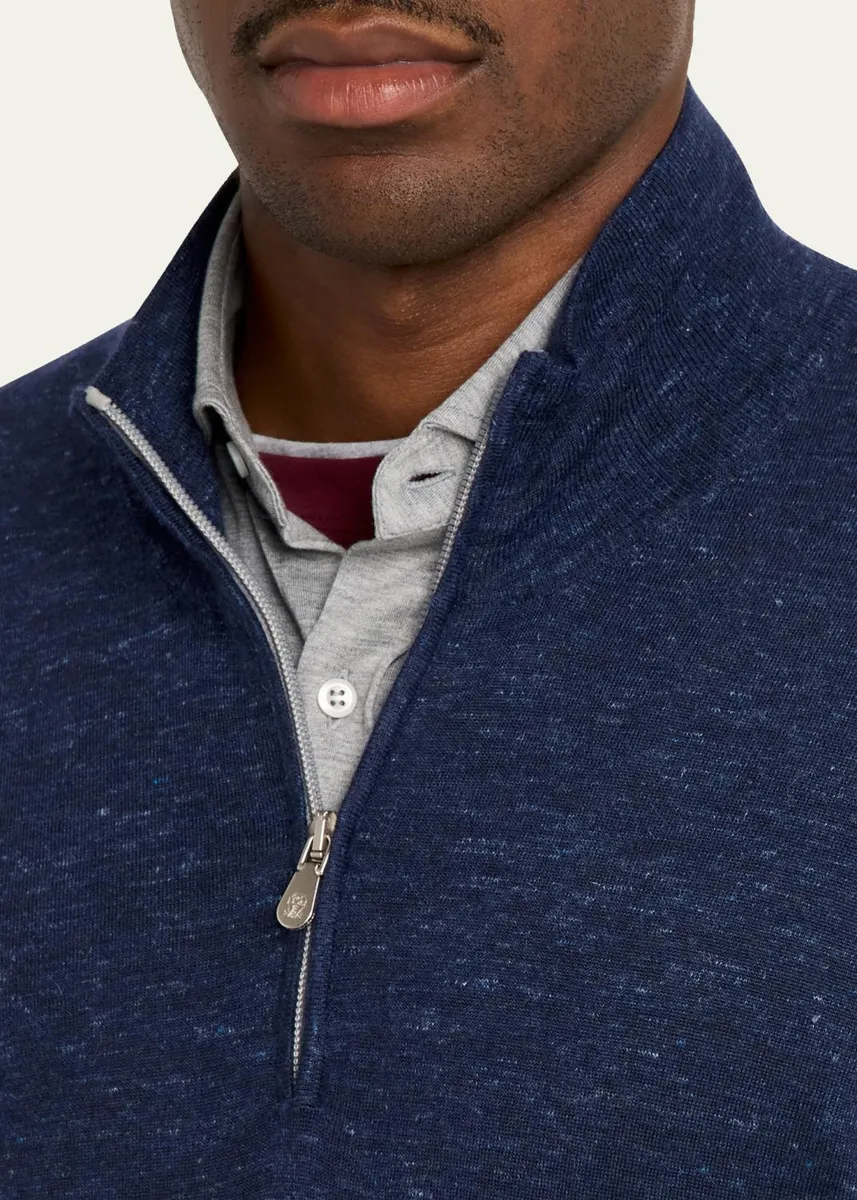 Brunello Cucinelli Men's Cashmere-Blend Quarter-Zip Sweater | Thumbnail 5