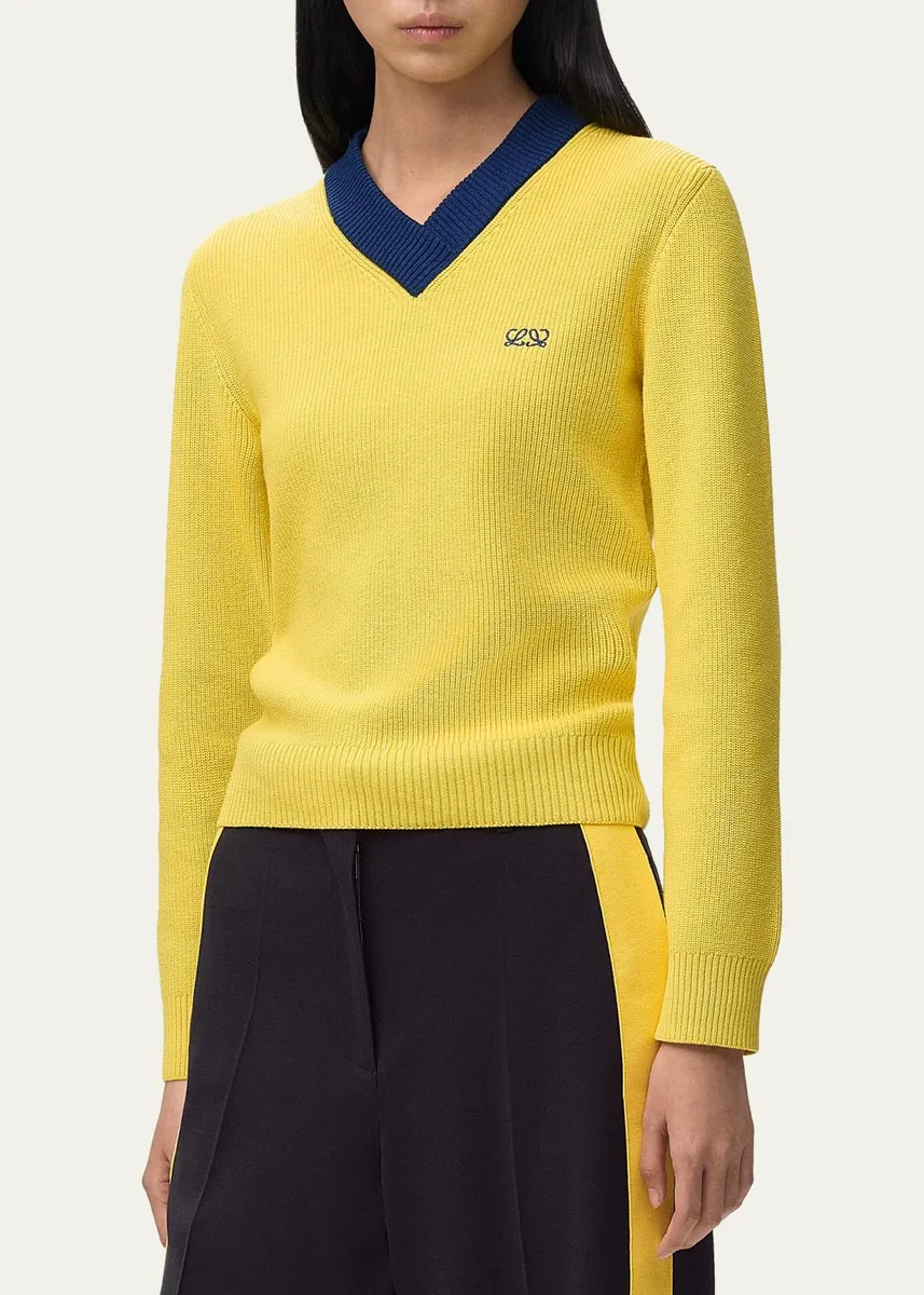 Loewe Bicolor V-Neck Sweater | Thumbnail 4 Loewe Bicolor V-Neck Sweater | Thumbnail 4