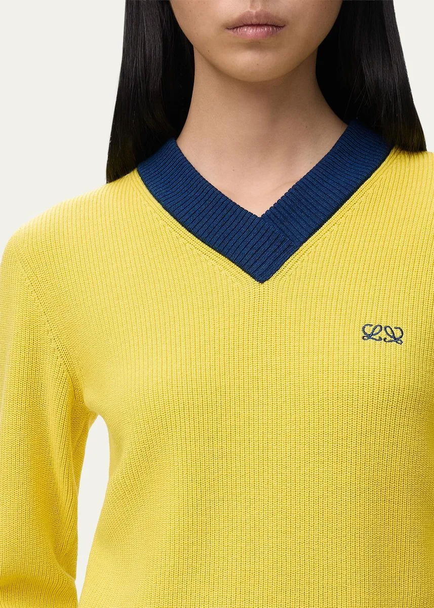 Loewe Bicolor V-Neck Sweater | Thumbnail 5 Loewe Bicolor V-Neck Sweater | Thumbnail 5